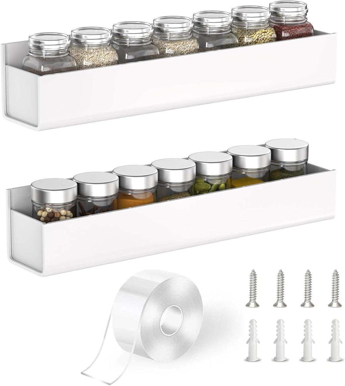 Adhesive Acrylic Spice Rack, Clear- with 2 Tapes
