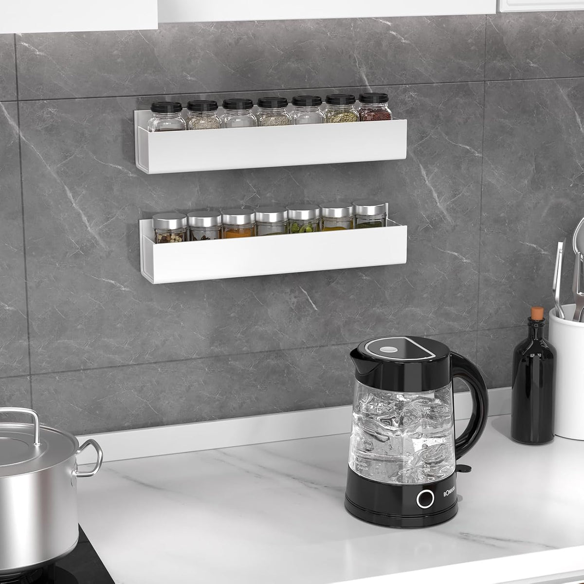 Adhesive Acrylic Spice Rack, Clear- with 2 Tapes