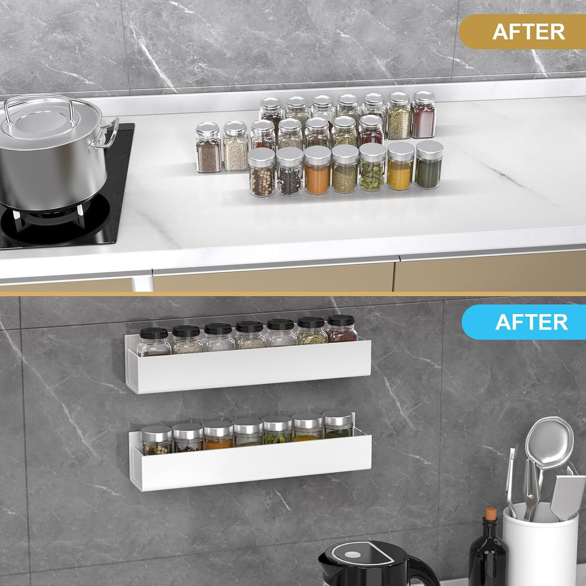 Adhesive Acrylic Spice Rack, Clear- with 2 Tapes