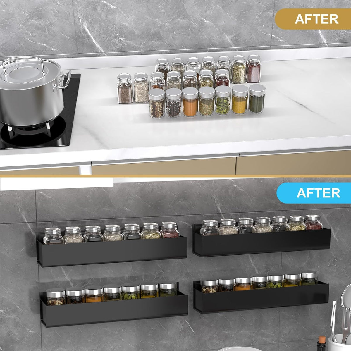 Adhesive Acrylic Spice Rack, Clear- with 2 Tapes
