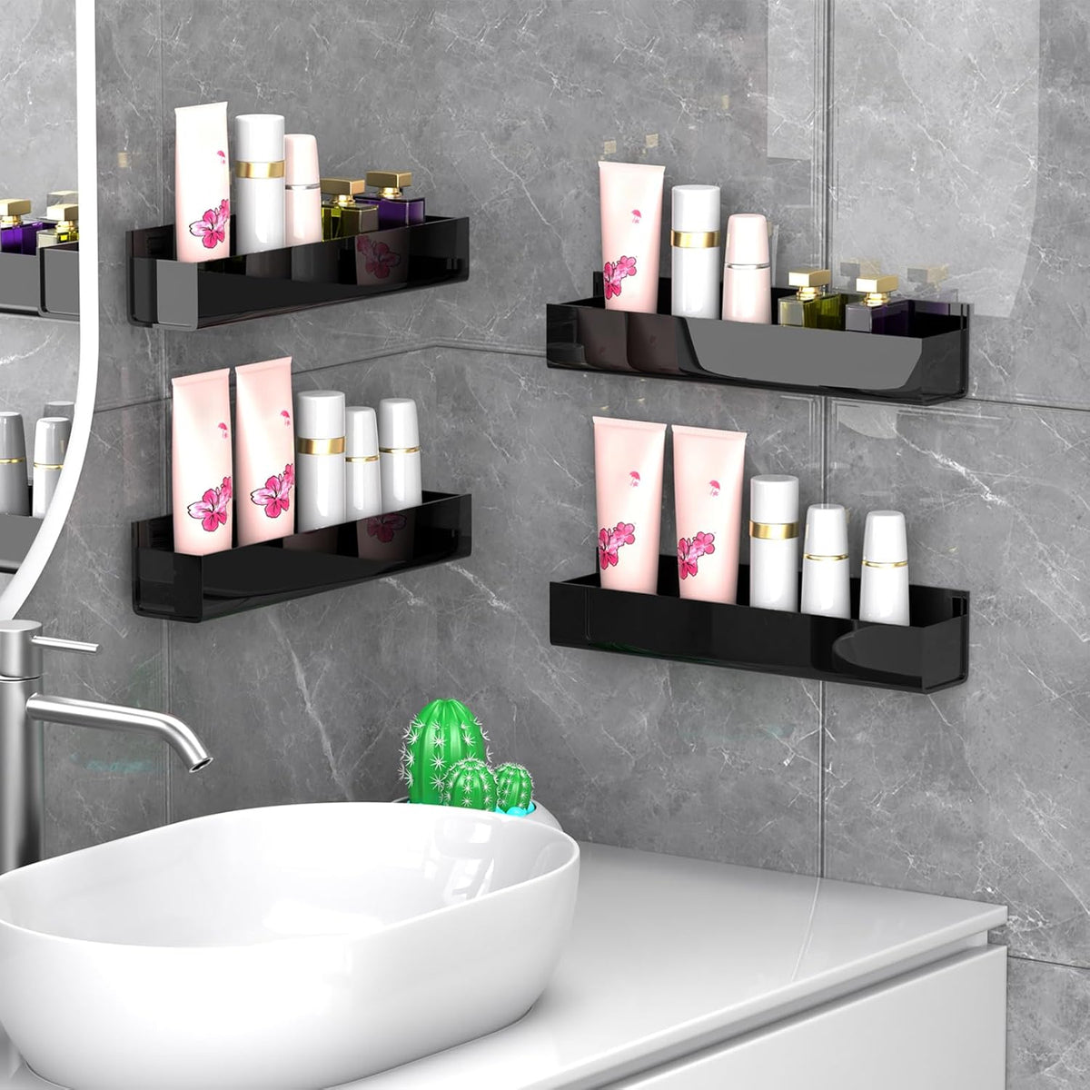 Adhesive Acrylic Spice Rack, Clear- with 2 Tapes