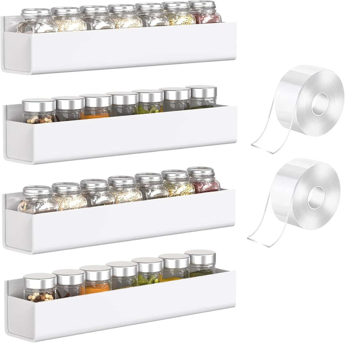 Adhesive Acrylic Spice Rack, Clear- with 2 Tapes