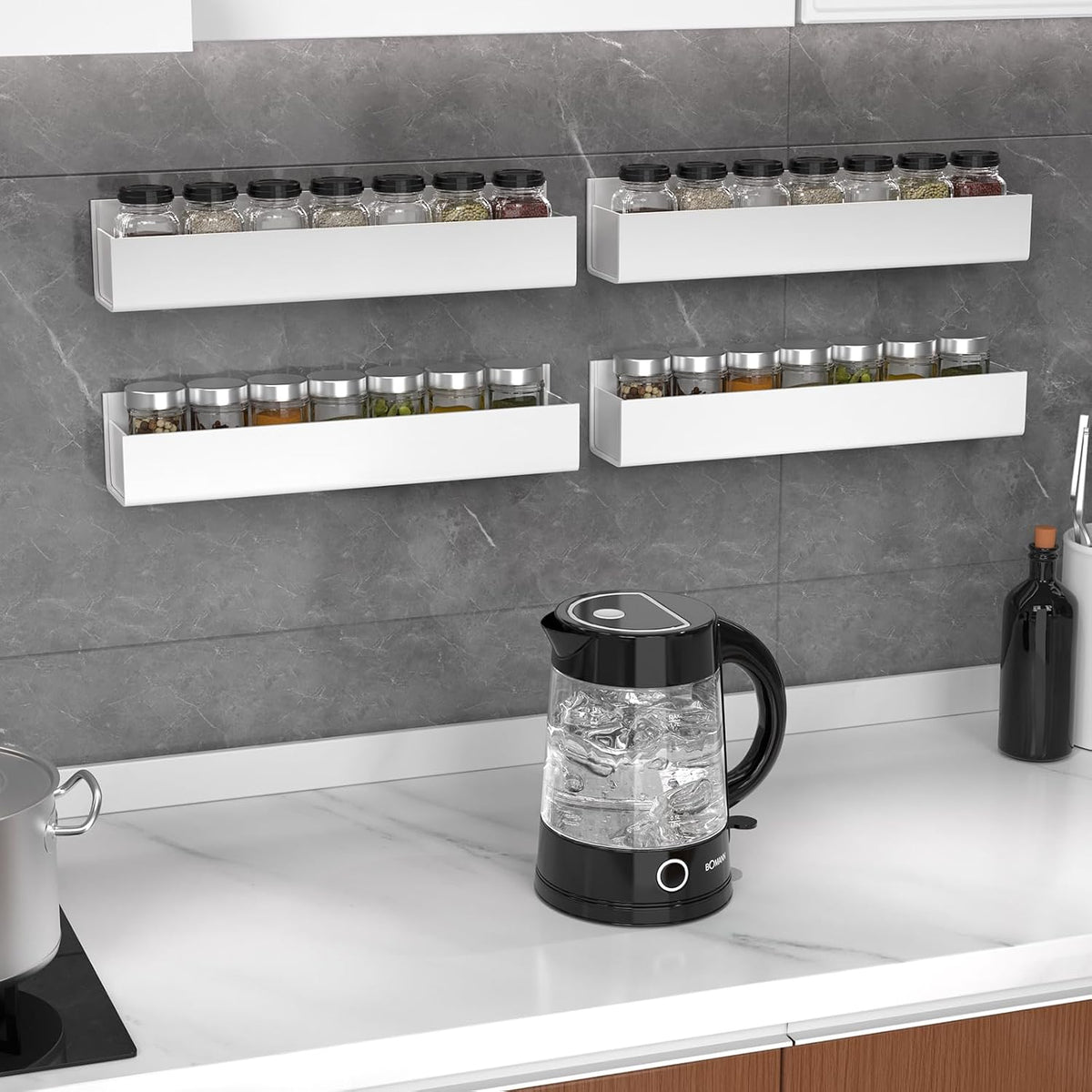 Adhesive Acrylic Spice Rack, Clear- with 2 Tapes