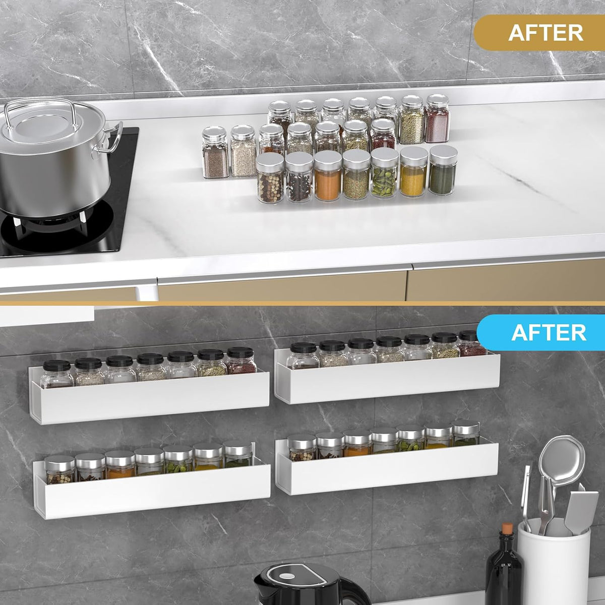 Adhesive Acrylic Spice Rack, Clear- with 2 Tapes
