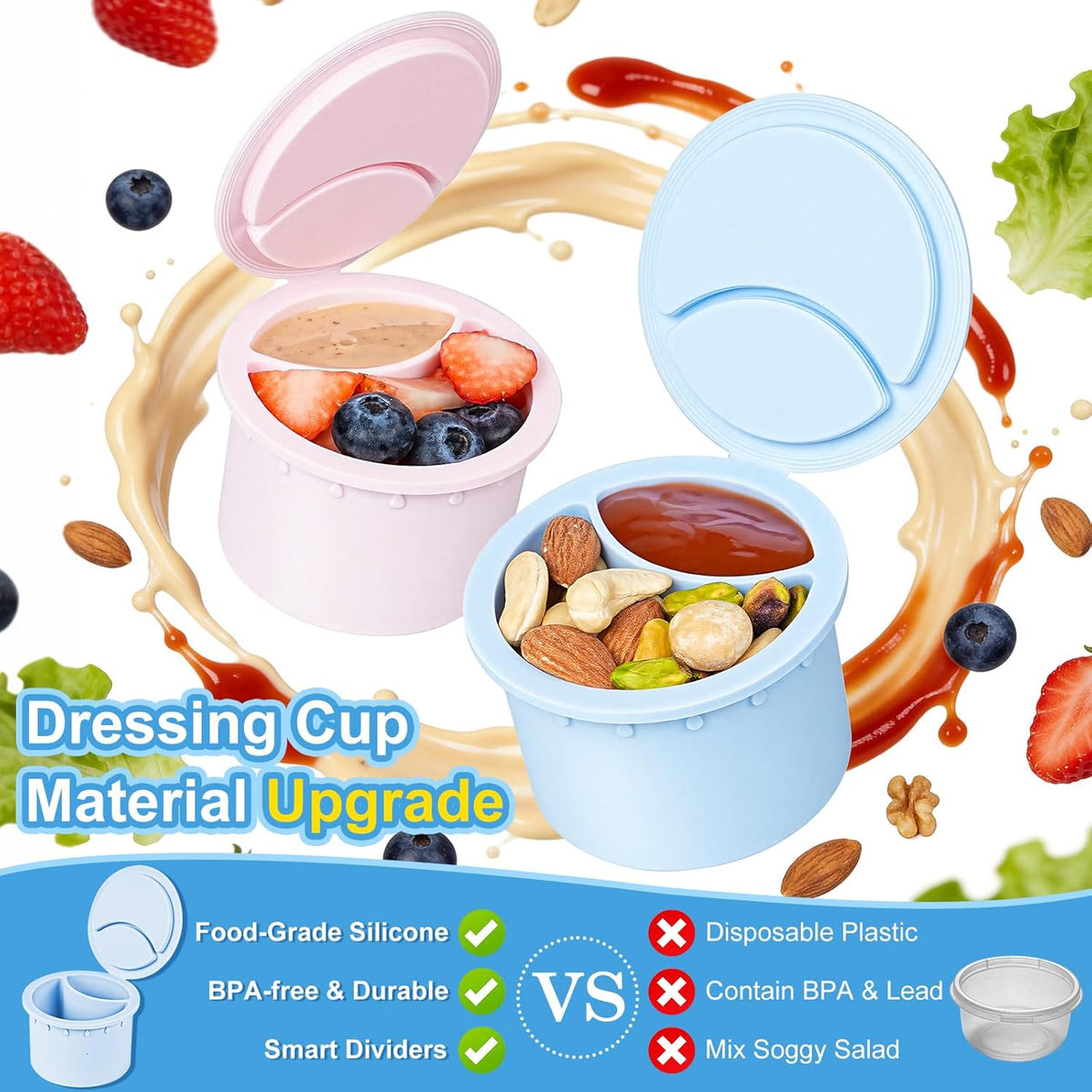 32 Oz Glass Salad Containers for Meal Prep with Dressing Cup