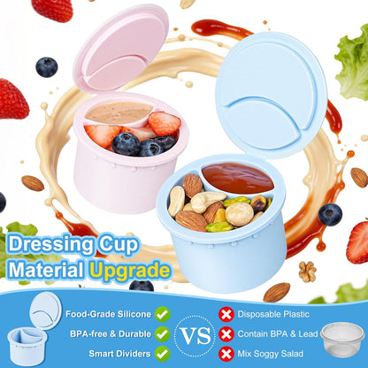 32 Oz Glass Salad Containers for Meal Prep with Dressing Cup