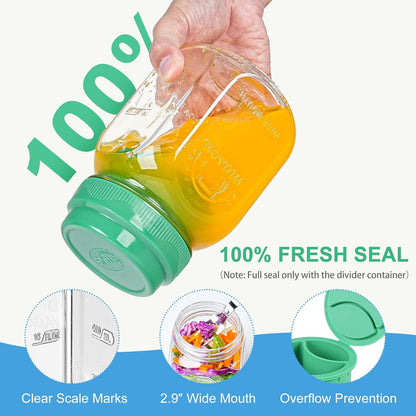 32 Oz Glass Salad Containers for Meal Prep with Dressing Cup