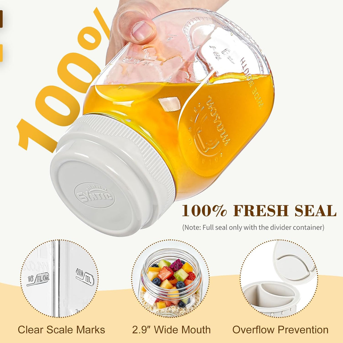 32 Oz Glass Salad Containers for Meal Prep with Dressing Cup