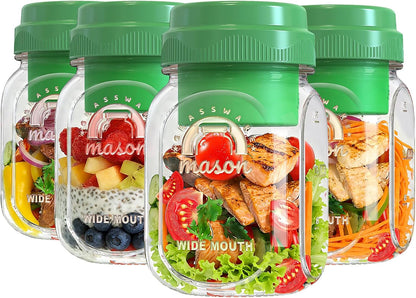 32 Oz Glass Salad Containers for Meal Prep with Dressing Cup