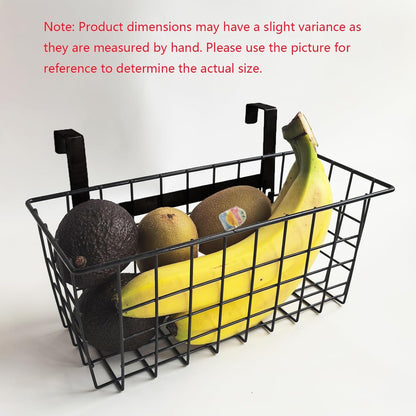 MaraFansie Basket with Hook, Grid Storage Basket, Over the Cabinet Door Organizer, Wire Hanging Basket with Hook Over the Railing, Under Sink Kitchen Cabinet, Pantry, Bathroom, Black