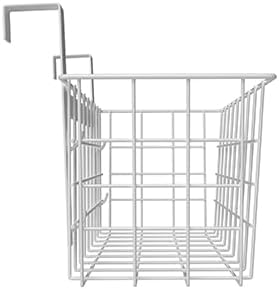 MaraFansie Basket with Hook, Grid Storage Basket, Over the Cabinet Door Organizer, Wire Hanging Basket with Hook Over the Railing, Under Sink Kitchen Cabinet, Pantry, Bathroom, Black