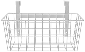 MaraFansie Basket with Hook, Grid Storage Basket, Over the Cabinet Door Organizer, Wire Hanging Basket with Hook Over the Railing, Under Sink Kitchen Cabinet, Pantry, Bathroom, Black