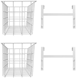 MaraFansie Basket with Hook, Grid Storage Basket, Over the Cabinet Door Organizer, Wire Hanging Basket with Hook Over the Railing, Under Sink Kitchen Cabinet, Pantry, Bathroom, Black