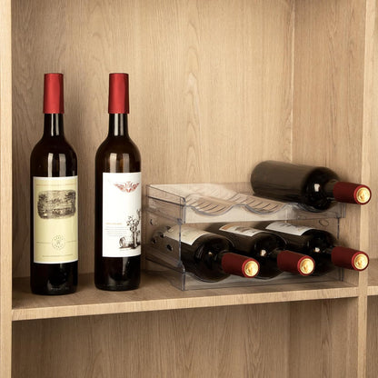 Wine Rack, 4 Tier Water Bottle Organizer for Cabinet (12 Bottles) | Clear Freestanding Wine Bottle Holder for Cabinet, Fridge, Pantry, Wine Rack for Inside Cabinet, Refrigerator, Countertop