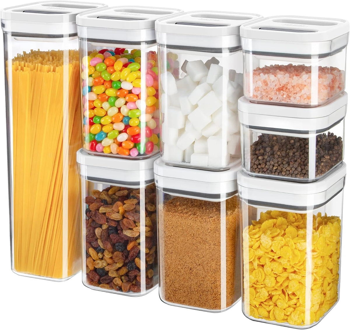 8 Piece Airtight Food Storage Container Set for Pantry Organization