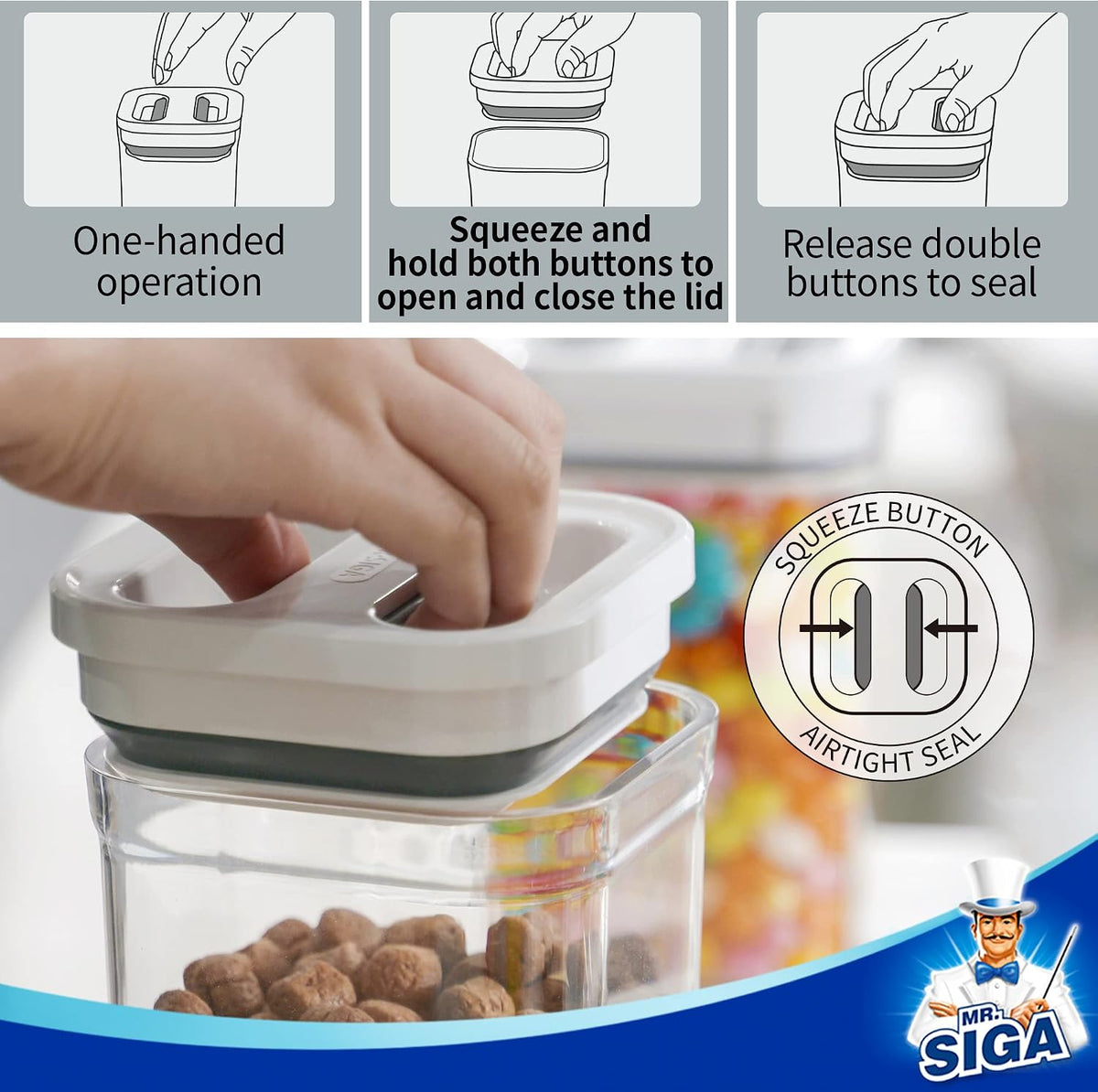 8 Piece Airtight Food Storage Container Set for Pantry Organization