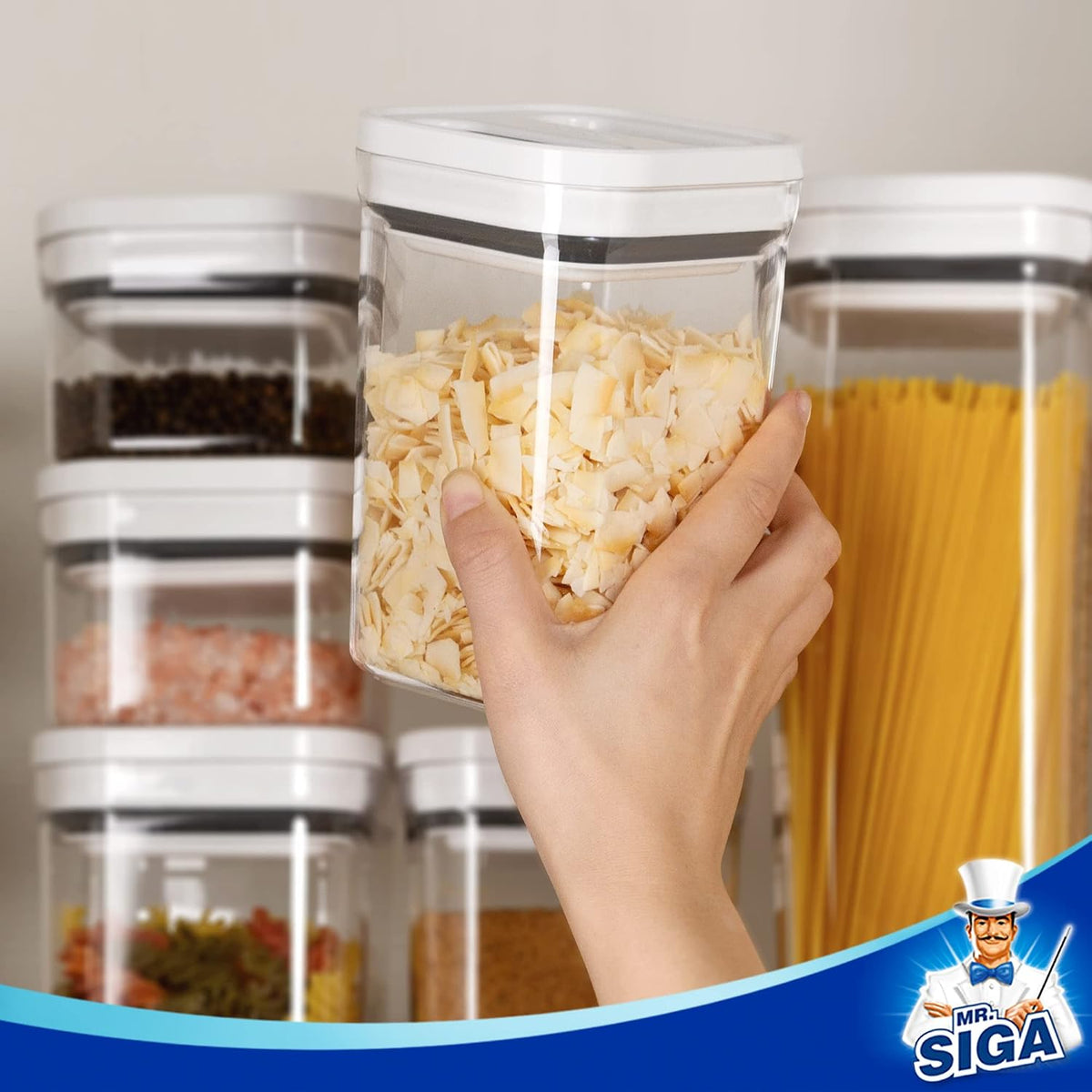 8 Piece Airtight Food Storage Container Set for Pantry Organization