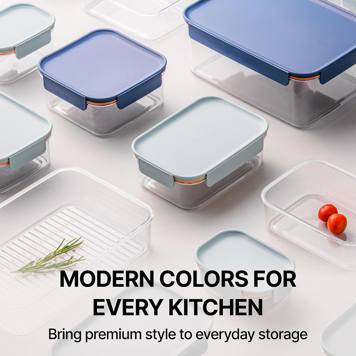 Tritan Plastic Bisfree Modular Plus Food Storage Container Set, Lunch, Meal Prep, Stackable, BPA-Free, Leakproof, Freezer-Safe, 4 Pieces, 2 Boxes and 2 Lids, Navy, 2.1L