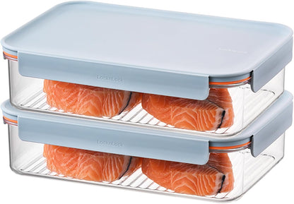 Tritan Plastic Bisfree Modular Plus Food Storage Container Set, Lunch, Meal Prep, Stackable, BPA-Free, Leakproof, Freezer-Safe, 4 Pieces, 2 Boxes and 2 Lids, Navy, 2.1L