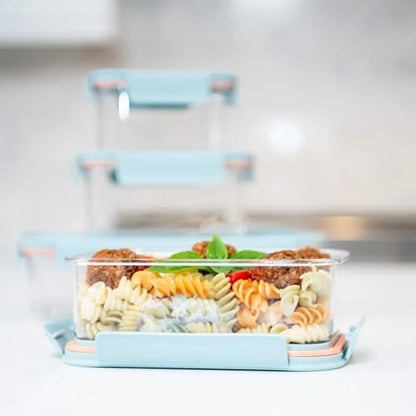 Tritan Plastic Bisfree Modular Plus Food Storage Container Set, Lunch, Meal Prep, Stackable, BPA-Free, Leakproof, Freezer-Safe, 4 Pieces, 2 Boxes and 2 Lids, Navy, 2.1L