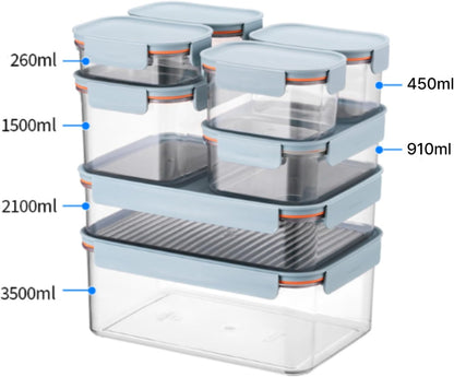 Tritan Plastic Bisfree Modular Plus Food Storage Container Set, Lunch, Meal Prep, Stackable, BPA-Free, Leakproof, Freezer-Safe, 4 Pieces, 2 Boxes and 2 Lids, Navy, 2.1L