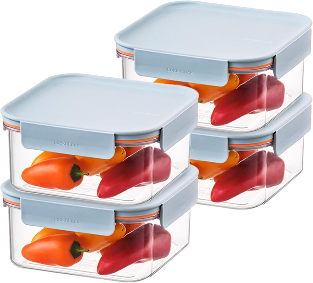Tritan Plastic Bisfree Modular Plus Food Storage Container Set, Lunch, Meal Prep, Stackable, BPA-Free, Leakproof, Freezer-Safe, 4 Pieces, 2 Boxes and 2 Lids, Navy, 2.1L