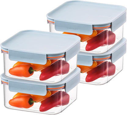 Tritan Plastic Bisfree Modular Plus Food Storage Container Set, Lunch, Meal Prep, Stackable, BPA-Free, Leakproof, Freezer-Safe, 4 Pieces, 2 Boxes and 2 Lids, Navy, 2.1L