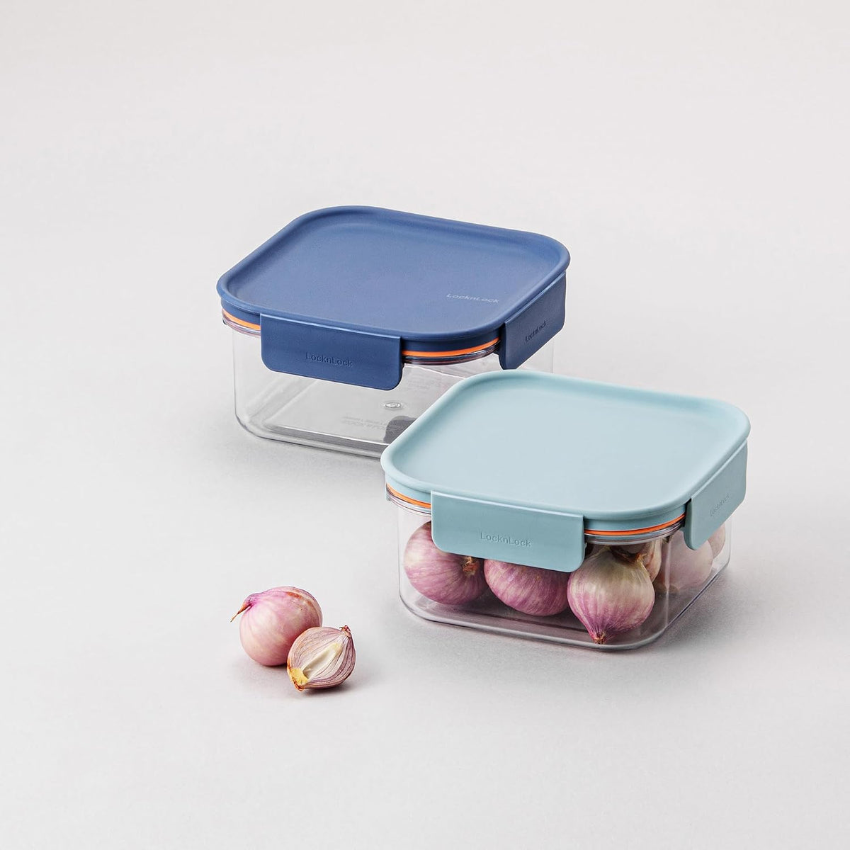Tritan Plastic Bisfree Modular Plus Food Storage Container Set, Lunch, Meal Prep, Stackable, BPA-Free, Leakproof, Freezer-Safe, 4 Pieces, 2 Boxes and 2 Lids, Navy, 2.1L