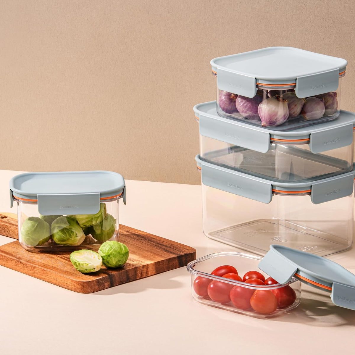 Tritan Plastic Bisfree Modular Plus Food Storage Container Set, Lunch, Meal Prep, Stackable, BPA-Free, Leakproof, Freezer-Safe, 4 Pieces, 2 Boxes and 2 Lids, Navy, 2.1L
