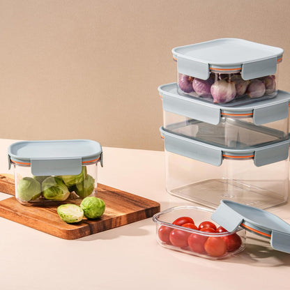 Tritan Plastic Bisfree Modular Plus Food Storage Container Set, Lunch, Meal Prep, Stackable, BPA-Free, Leakproof, Freezer-Safe, 4 Pieces, 2 Boxes and 2 Lids, Navy, 2.1L
