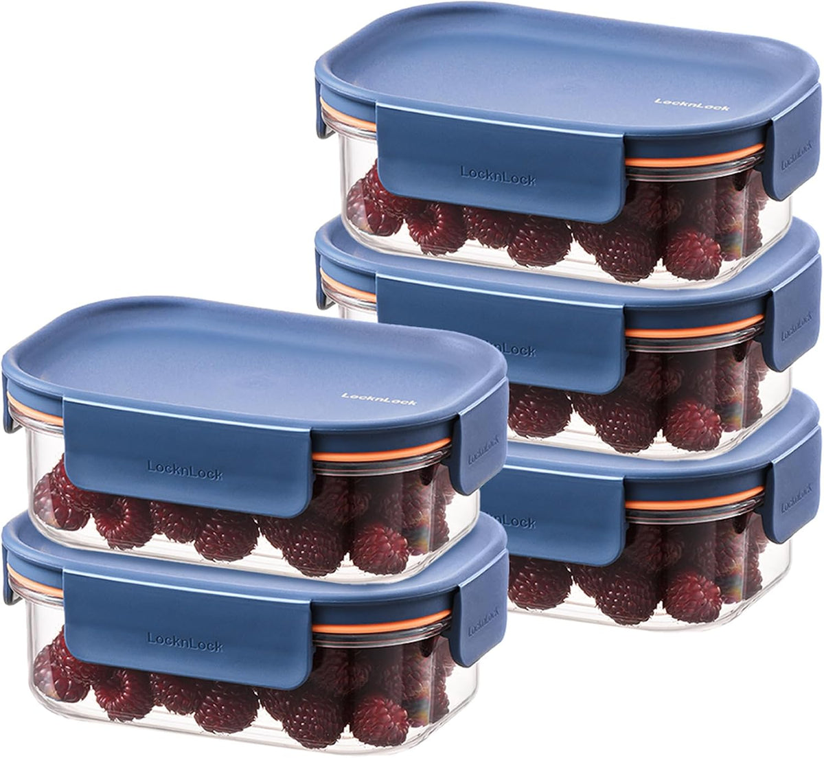 Tritan Plastic Bisfree Modular Plus Food Storage Container Set, Lunch, Meal Prep, Stackable, BPA-Free, Leakproof, Freezer-Safe, 4 Pieces, 2 Boxes and 2 Lids, Navy, 2.1L