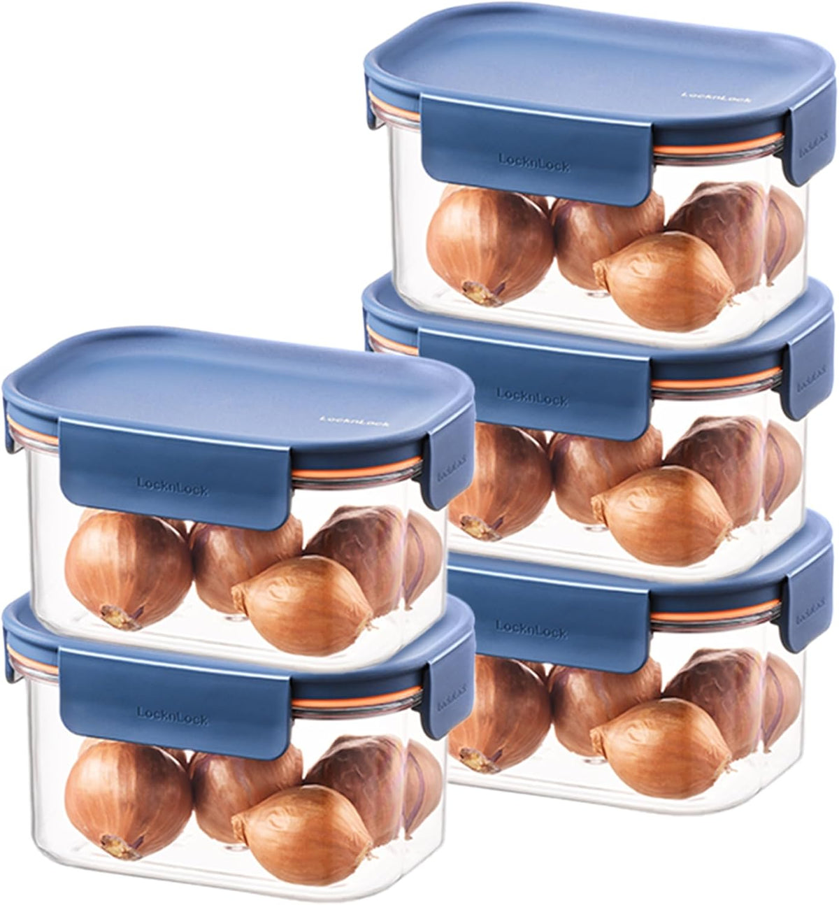 Tritan Plastic Bisfree Modular Plus Food Storage Container Set, Lunch, Meal Prep, Stackable, BPA-Free, Leakproof, Freezer-Safe, 4 Pieces, 2 Boxes and 2 Lids, Navy, 2.1L