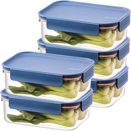 Tritan Plastic Bisfree Modular Plus Food Storage Container Set, Lunch, Meal Prep, Stackable, BPA-Free, Leakproof, Freezer-Safe, 4 Pieces, 2 Boxes and 2 Lids, Navy, 2.1L