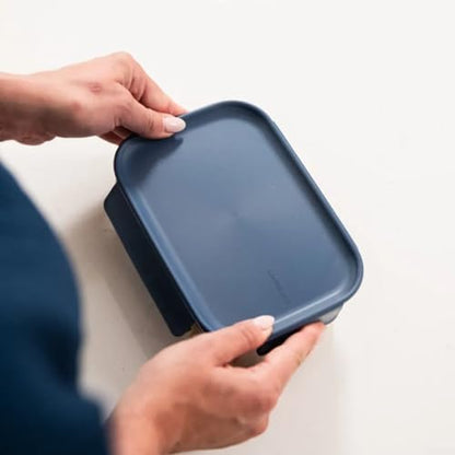 Tritan Plastic Bisfree Modular Plus Food Storage Container Set, Lunch, Meal Prep, Stackable, BPA-Free, Leakproof, Freezer-Safe, 4 Pieces, 2 Boxes and 2 Lids, Navy, 2.1L