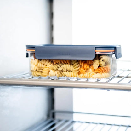 Tritan Plastic Bisfree Modular Plus Food Storage Container Set, Lunch, Meal Prep, Stackable, BPA-Free, Leakproof, Freezer-Safe, 4 Pieces, 2 Boxes and 2 Lids, Navy, 2.1L