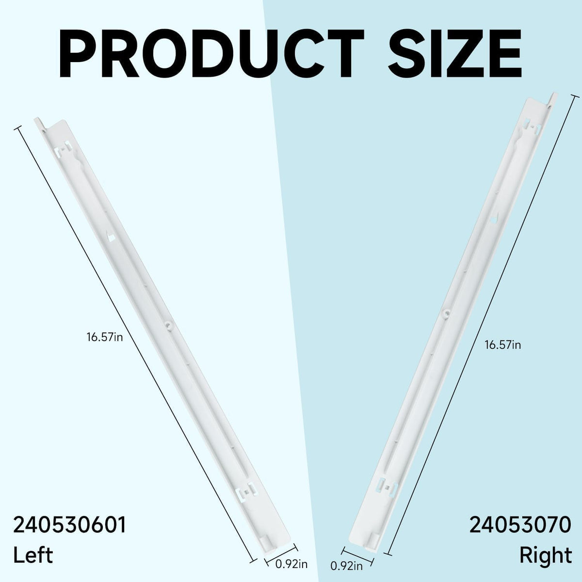 Refrigerator Meat Pan Hangers Compatible with Frigidaire Kenmore JD-21 FFTR2021TW2 FRT18L4JW0 Replace#: 240530601 (Left) & 240530701(Right)，ABS Fridge Cheese Drawer Slide Support Rail