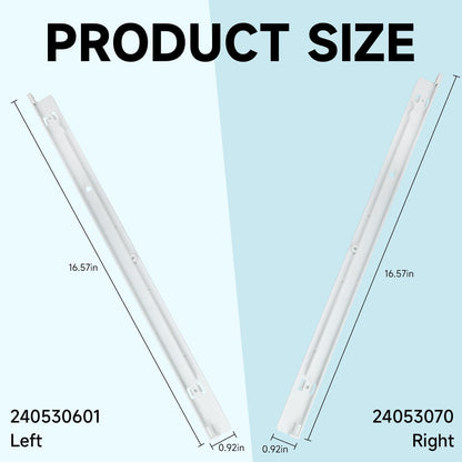 Refrigerator Meat Pan Hangers Compatible with Frigidaire Kenmore JD-21 FFTR2021TW2 FRT18L4JW0 Replace#: 240530601 (Left) & 240530701(Right)，ABS Fridge Cheese Drawer Slide Support Rail