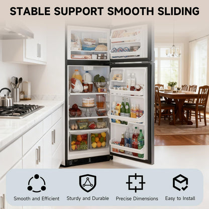 Refrigerator Meat Pan Hangers Compatible with Frigidaire Kenmore JD-21 FFTR2021TW2 FRT18L4JW0 Replace#: 240530601 (Left) & 240530701(Right)，ABS Fridge Cheese Drawer Slide Support Rail