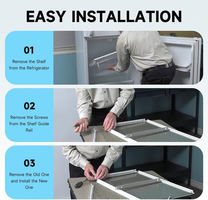 Refrigerator Meat Pan Hangers Compatible with Frigidaire Kenmore JD-21 FFTR2021TW2 FRT18L4JW0 Replace#: 240530601 (Left) & 240530701(Right)，ABS Fridge Cheese Drawer Slide Support Rail