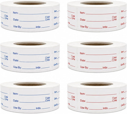 1 x 2 Inch Removable Food Labels, Date Label Stickers for Kitchen, 2 Rolls 1000 Pieces Freezer Labels for Food Containers, Waterproof, Oil-Proof, Tear Resistant, No Residue