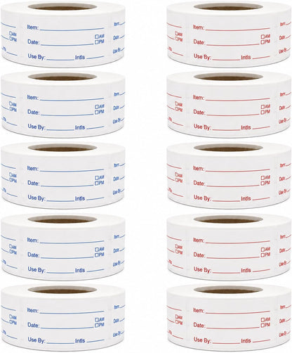 1 x 2 Inch Removable Food Labels, Date Label Stickers for Kitchen, 2 Rolls 1000 Pieces Freezer Labels for Food Containers, Waterproof, Oil-Proof, Tear Resistant, No Residue