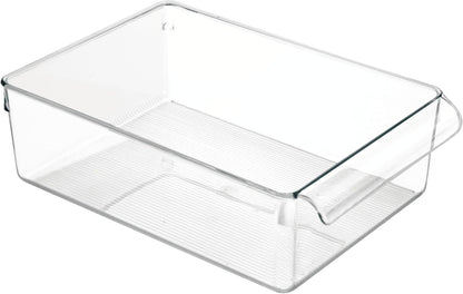 Fridge Storage Bin with Handle, Set of 2, Clear | Fridge Tray, For Cheeses and Snacks