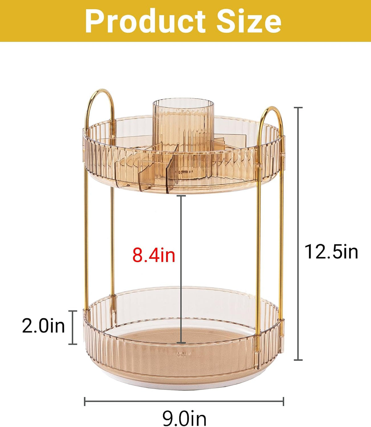 360 Rotating Makeup Organizer for Vanity,2 Tier Large Capacity Skincare Organizers,Bathroom Counter Organizer, Spinning Perfume Organizer & Vanity Organizer (Green-2 Tier)
