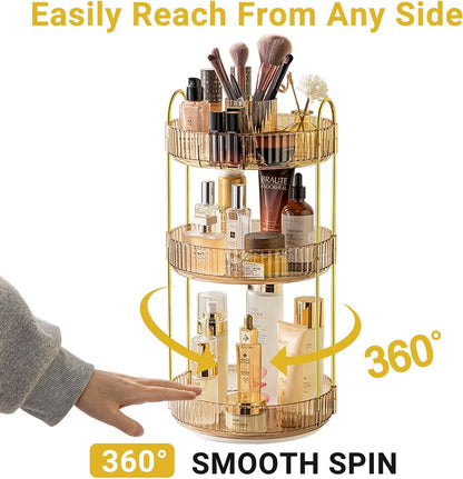 360 Rotating Makeup Organizer for Vanity,2 Tier Large Capacity Skincare Organizers,Bathroom Counter Organizer, Spinning Perfume Organizer & Vanity Organizer (Green-2 Tier)