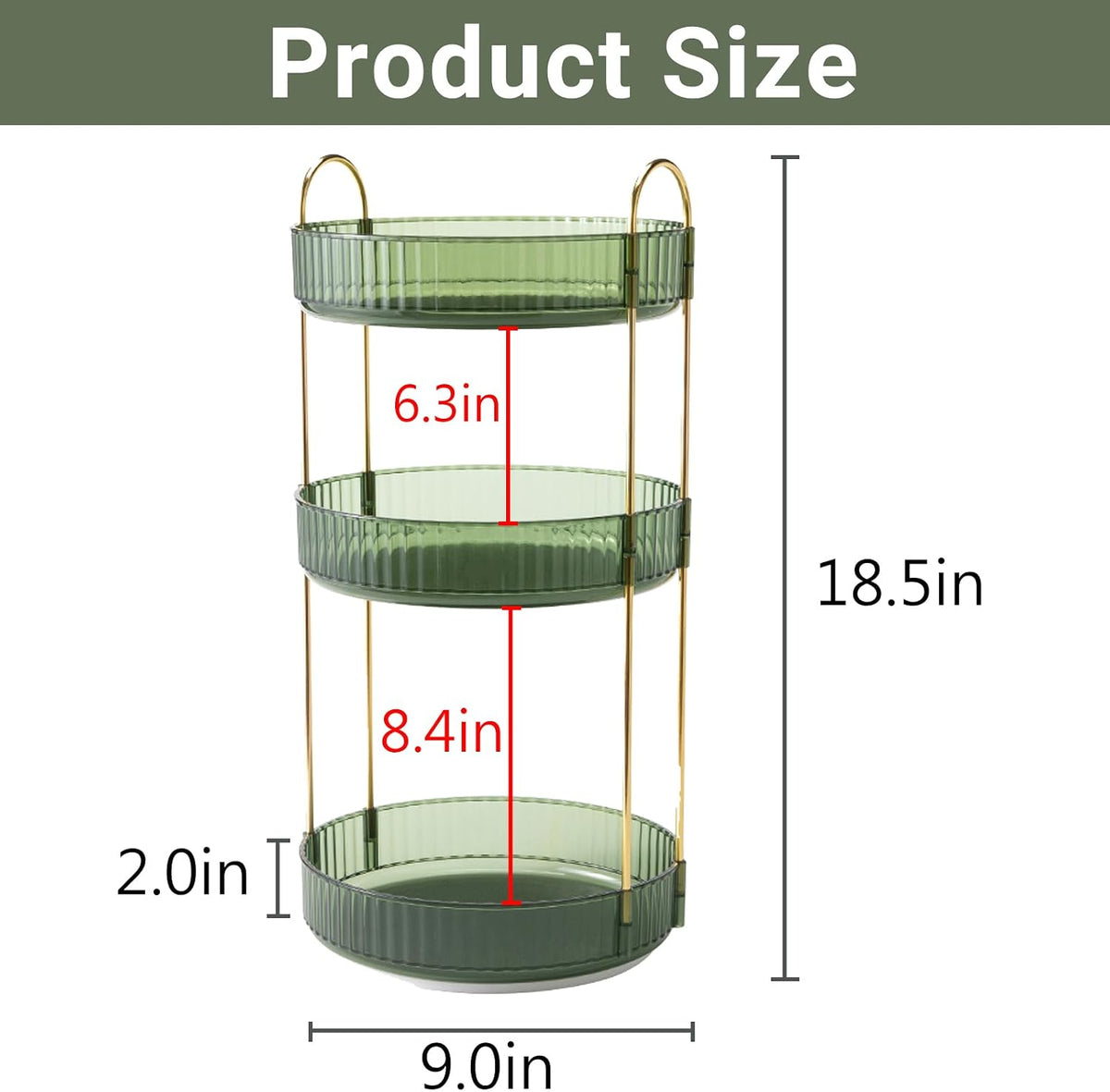 360 Rotating Makeup Organizer for Vanity,2 Tier Large Capacity Skincare Organizers,Bathroom Counter Organizer, Spinning Perfume Organizer & Vanity Organizer (Green-2 Tier)