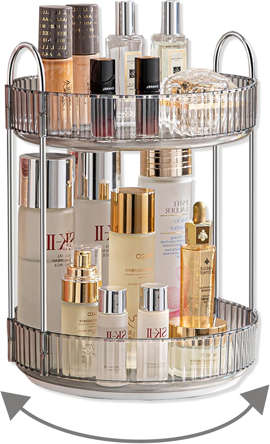 360 Rotating Makeup Organizer for Vanity,2 Tier Large Capacity Skincare Organizers,Bathroom Counter Organizer, Spinning Perfume Organizer & Vanity Organizer (Green-2 Tier)