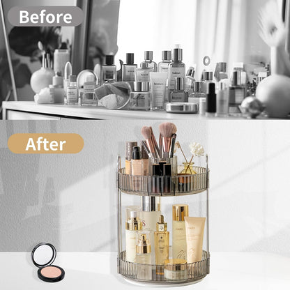 360 Rotating Makeup Organizer for Vanity,2 Tier Large Capacity Skincare Organizers,Bathroom Counter Organizer, Spinning Perfume Organizer & Vanity Organizer (Green-2 Tier)
