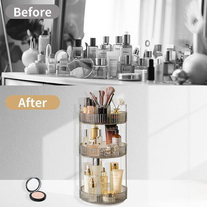 360 Rotating Makeup Organizer for Vanity,2 Tier Large Capacity Skincare Organizers,Bathroom Counter Organizer, Spinning Perfume Organizer & Vanity Organizer (Green-2 Tier)