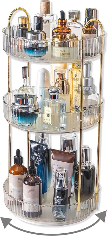 360 Rotating Makeup Organizer for Vanity,2 Tier Large Capacity Skincare Organizers,Bathroom Counter Organizer, Spinning Perfume Organizer & Vanity Organizer (Green-2 Tier)