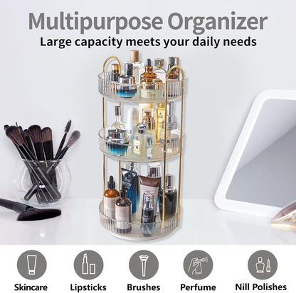 360 Rotating Makeup Organizer for Vanity,2 Tier Large Capacity Skincare Organizers,Bathroom Counter Organizer, Spinning Perfume Organizer & Vanity Organizer (Green-2 Tier)